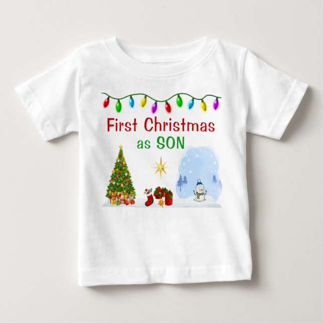 Camiseta De Bebé Special Order First Christmas as Son Shirt (Anverso)