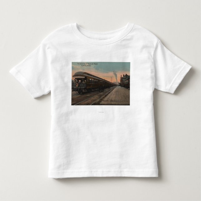 Camiseta De Bebé Spokane, WA - opinión N. Pacific Train y depósito (Anverso)