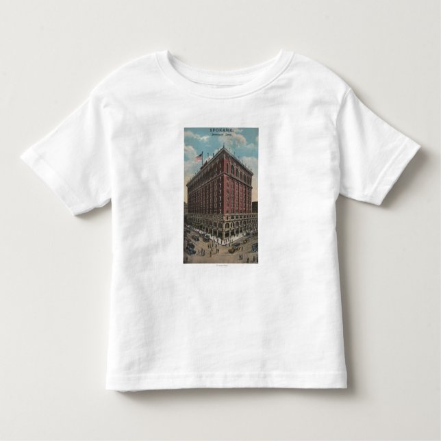 Camiseta De Bebé Spokane, WA - vista del hotel de Davenport (Anverso)