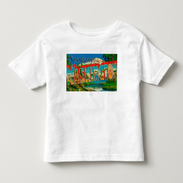 Camiseta De Bebé Spokane, Washington - escenas grandes de la letra (Anverso)