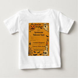 Camiseta De Bebé Spooky Halloween Bash Invite | Fantasma y juegos