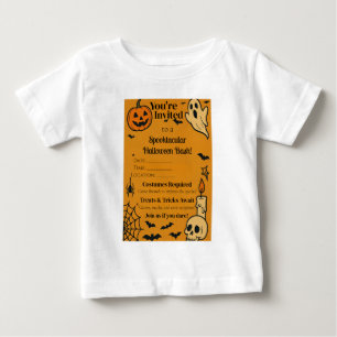 Camiseta De Bebé Spooky Halloween Bash Invite Fantasma y juegos