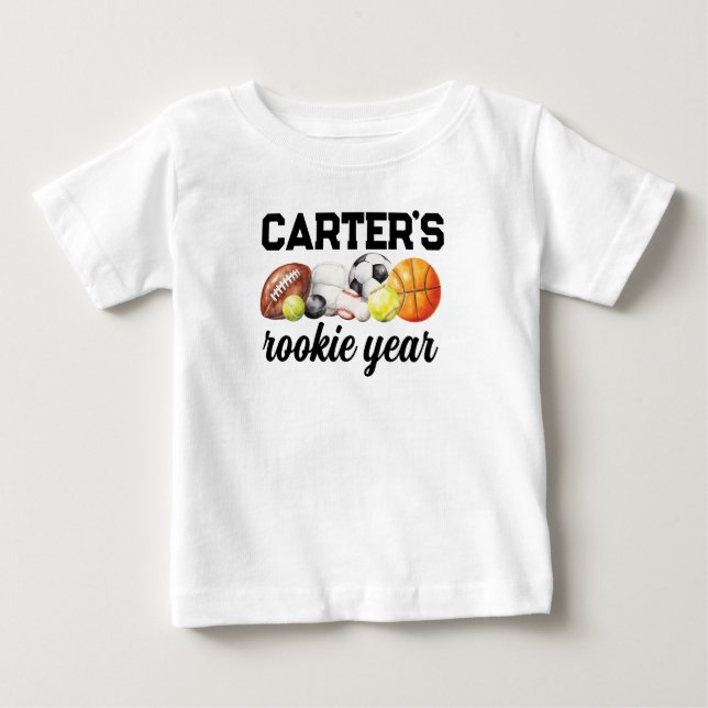 Camiseta De Bebé Sports 1st Birthday Rookie Year (Anverso)