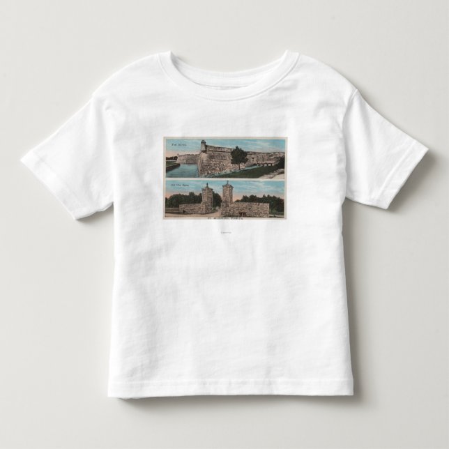 Camiseta De Bebé St Augustine, FL - vista del pie Marion y ciudad (Anverso)