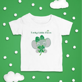 Camiseta De Bebé St Patrick Elephant Green Clover Rainbow Birthday
