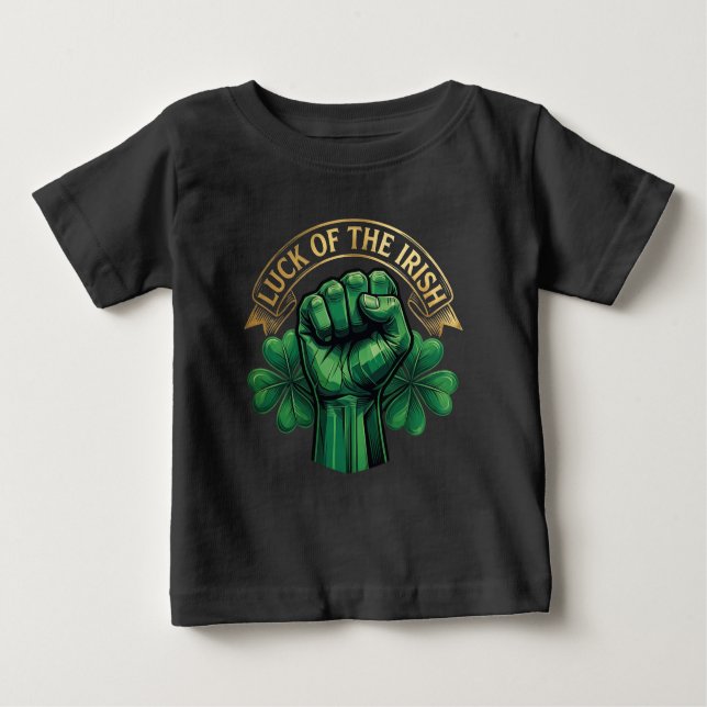 Camiseta De Bebé St. Patrick’s Day Luck of the Irish Fist Shamrock (Anverso)