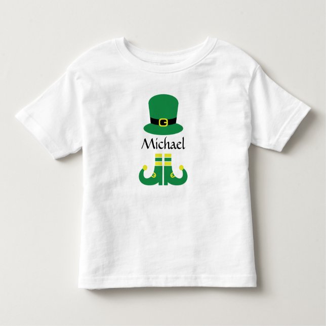 Camiseta De Bebé St Patricks Day Leprechaun Gorra Cute Añadir Nombr (Anverso)