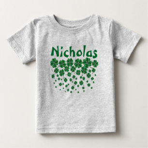 Camiseta De Bebé St. Patrick's Day Nombre personalizado con shamroc