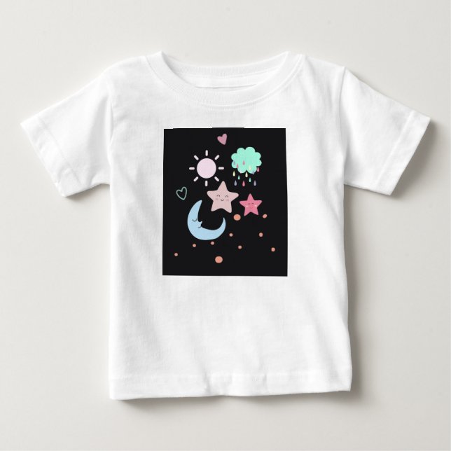 Camiseta De Bebé Star Moon nube corazón de sol lindo (Anverso)