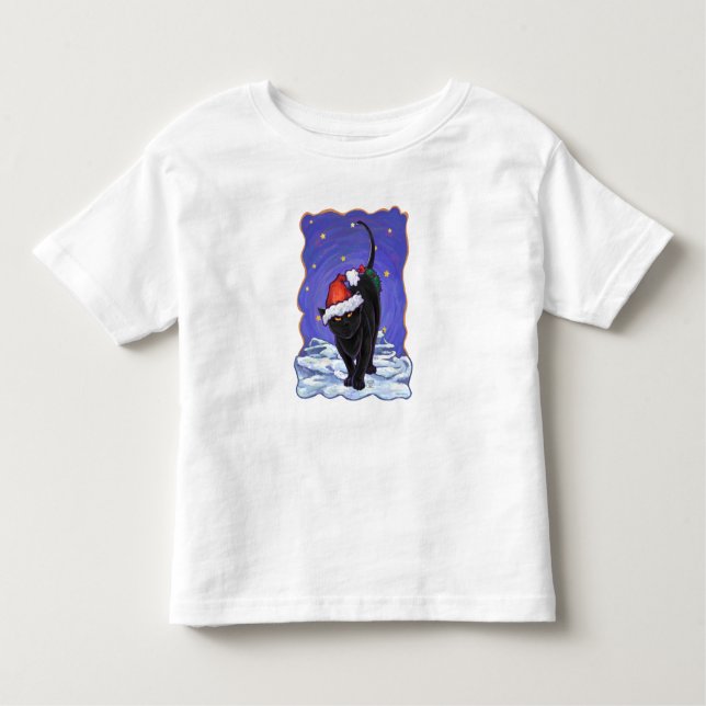 Camiseta De Bebé Starry Night Black Cat Navidades (Anverso)