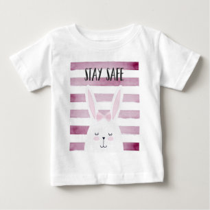Camiseta De Bebé Stay Safe Quote Funny Bunny in Pink Shades