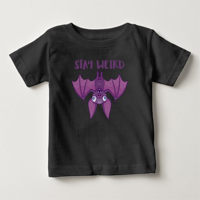 Camiseta De Bebé Stay Weird Personalizado Bat (Anverso)