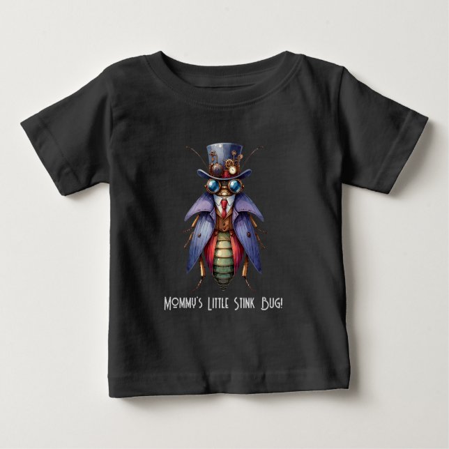 Camiseta De Bebé Steampunk Bug - Mommy's Little Stink Bug! (Anverso)