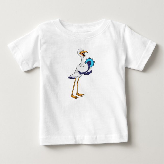 Camiseta De Bebé Stork como músico con ambourine (Anverso)