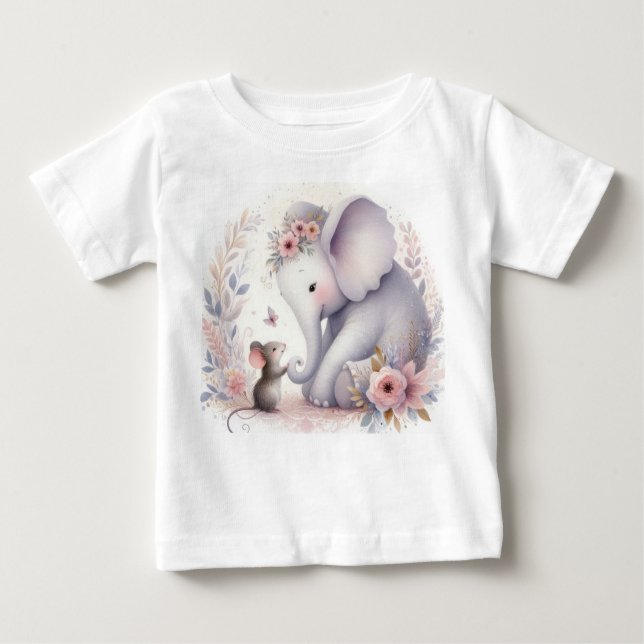 Camiseta De Bebé Storybook Woodland Babia Elefante Y Ratón (Anverso)