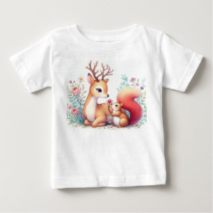 Camiseta De Bebé Storybook Woodland Babies Deer Y Chipmunk