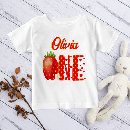 Camiseta De Bebé Strawberry primer cumpleaños nombre personalizado