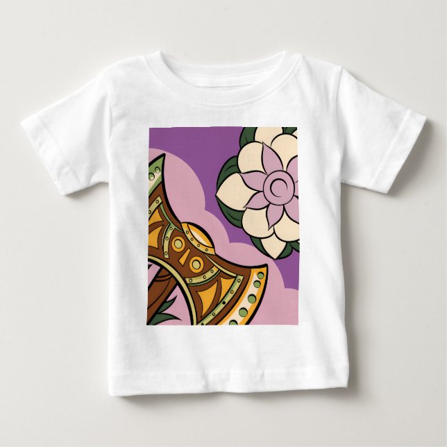 Camiseta De Bebé Stylized Axe and Flower Design (Anverso)