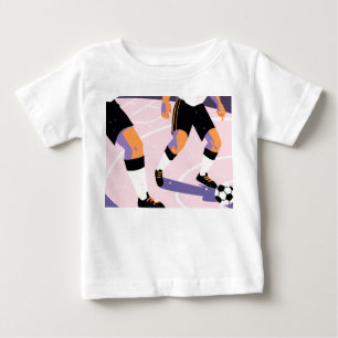 Camiseta De Bebé Stylized Football Players Dribbling a Soccer Ball