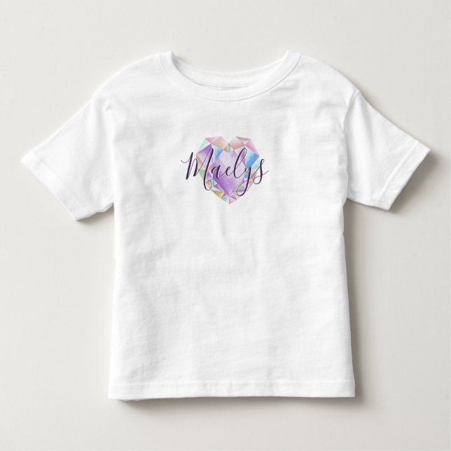 Camiseta De Bebé Su nombre aquí Cute Pastel Rainbow Heart Diamond (Anverso)