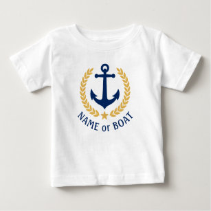Camiseta De Bebé Su nombre de barco Anchor Gold Laurel deja la estr