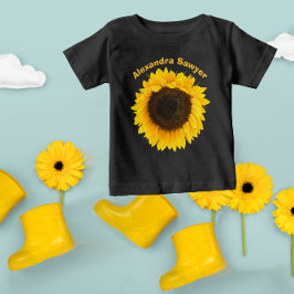 Camiseta De Bebé Su nombre o el girasol de presupuesto corto