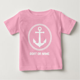 Camiseta De Bebé Su nombre o nombre de barco Anclaje marino rosa y 