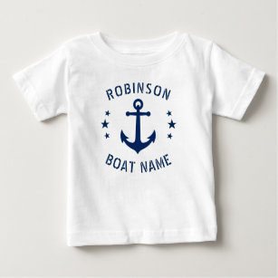 Camiseta De Bebé Su nombre y nombre y estrellas de anclaje vintage 