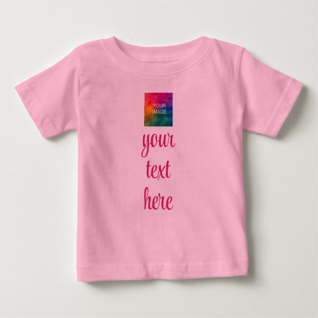 Camiseta De Bebé Sube Tu Foto Agregar Texto Plantilla Moderna Rosa (Anverso)