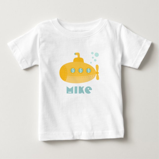 Camiseta De Bebé Submarino amarillo adorable sumergido bajo el agua (Anverso)