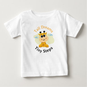 Camiseta De Bebé "Sueños Altos, Pasitos Pequeños" Jirafa Inspirador