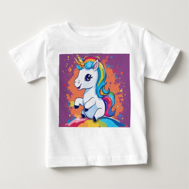 Camiseta De Bebé Sueños de Unicornio y Rayos Mágicos (Anverso)