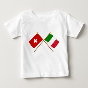 Camiseta De Bebé Suiza y banderas cruzadas Italia