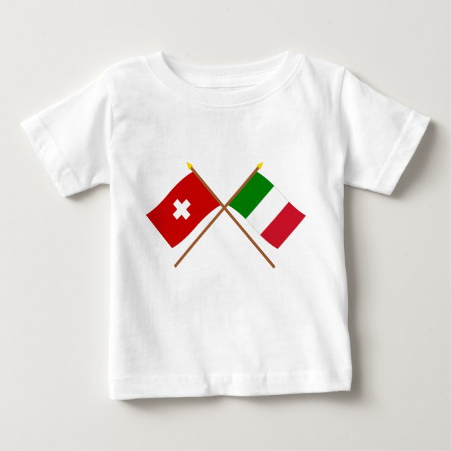 Camiseta De Bebé Suiza y banderas cruzadas Italia (Anverso)