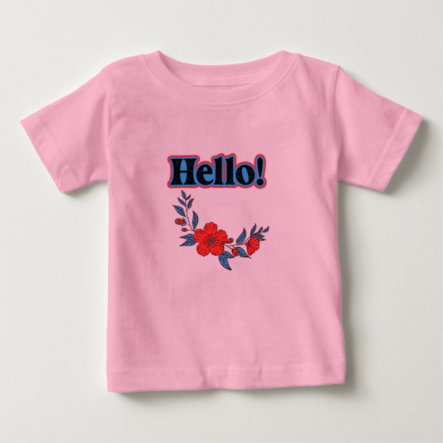 Camiseta De Bebé Summer Hello Bebé Camiseta Con Flor (Anverso)