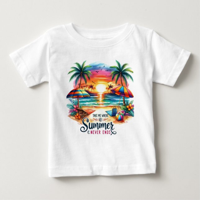 Camiseta De Bebé Summer Vibes Brushstrot Beach Sunset-34626 Hoodie (Anverso)