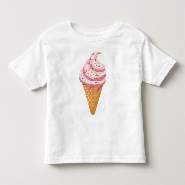 Camiseta De Bebé Sundae de fresa en cono de gofre con tope (Anverso)