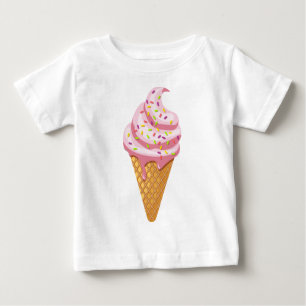 Camiseta De Bebé Sundae de fresa en cono de gofre con tope