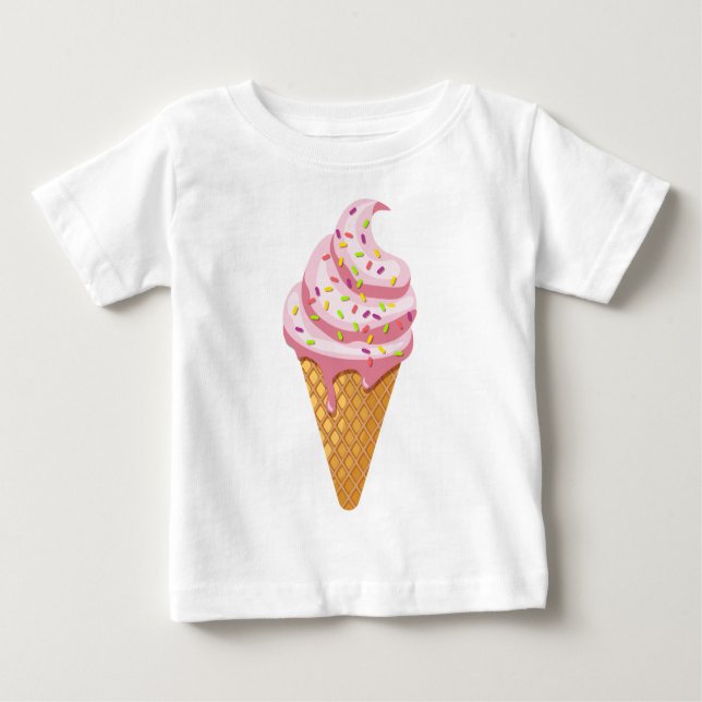 Camiseta De Bebé Sundae de fresa en cono de gofre con tope (Anverso)
