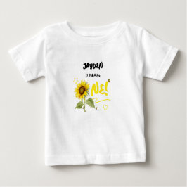 Camiseta De Bebé Sunflower acuarela con mariposas Primer cumpleaños