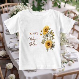 Camiseta De Bebé Sunflower Elegant Boho Floral Baby Shower