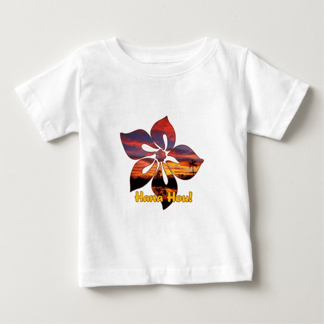 Camiseta De Bebé Sunset Hibiscus Hawaiian Tee (Anverso)