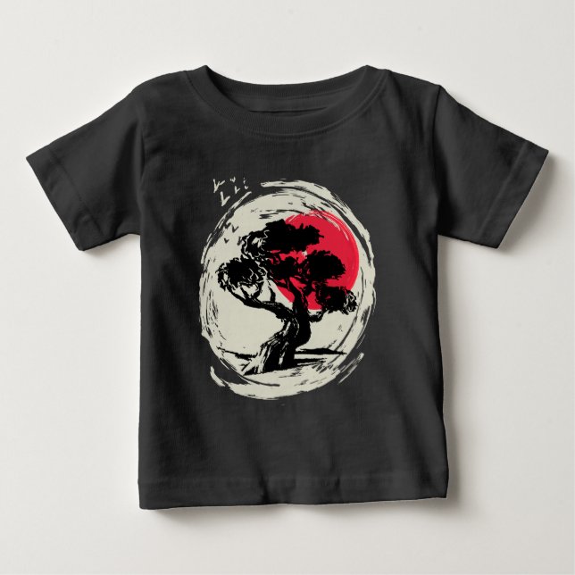 Camiseta De Bebé Sunset japonés de arte Bonsai (Anverso)