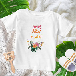 Camiseta De Bebé SUPER BABY Tropical Parrot Watercolor Baby Shower