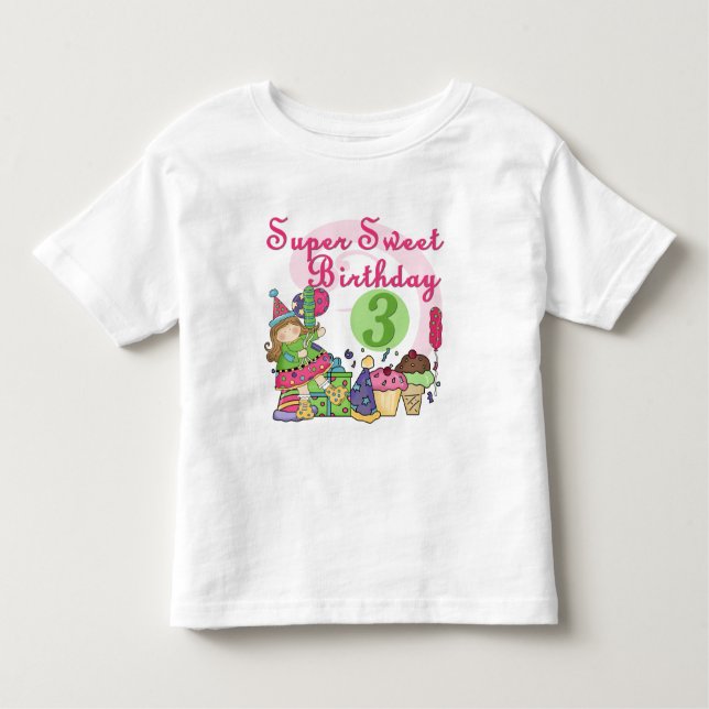 Camiseta De Bebé Súper dulce 3 camisas de cumpleaños y regalos (Anverso)