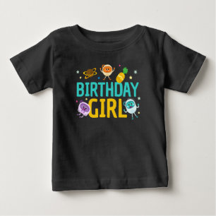 Camiseta De Bebé Super Simple   Bumble Nums Space Birday Chica