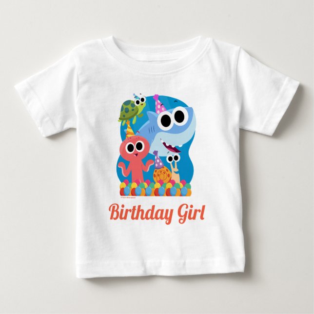 Camiseta De Bebé Super Simple | Finny the Shark Confetti Birthday (Anverso)