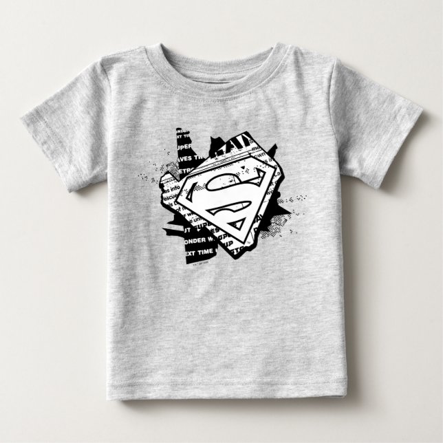 Camiseta De Bebé Supergirl Newsprint S-Shield (Anverso)