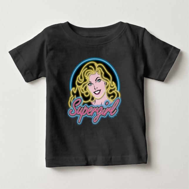Camiseta De Bebé Supergirl Retro Neon Lights Graphic (Anverso)
