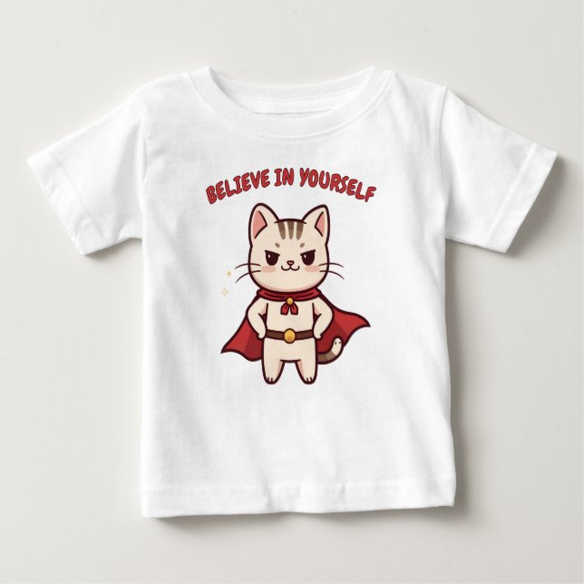 Camiseta De Bebé Superhero Cat Believe in Yourself  (Anverso)